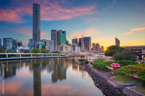 Brisbane. Cityscape image of Brisbane skyline  Australia during dramatic sunrise.