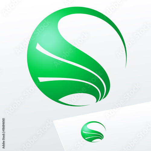 Abstract icon, eco sign in sphere shape. Green logo vector for Ecology, Pharmacy, Medicine activity