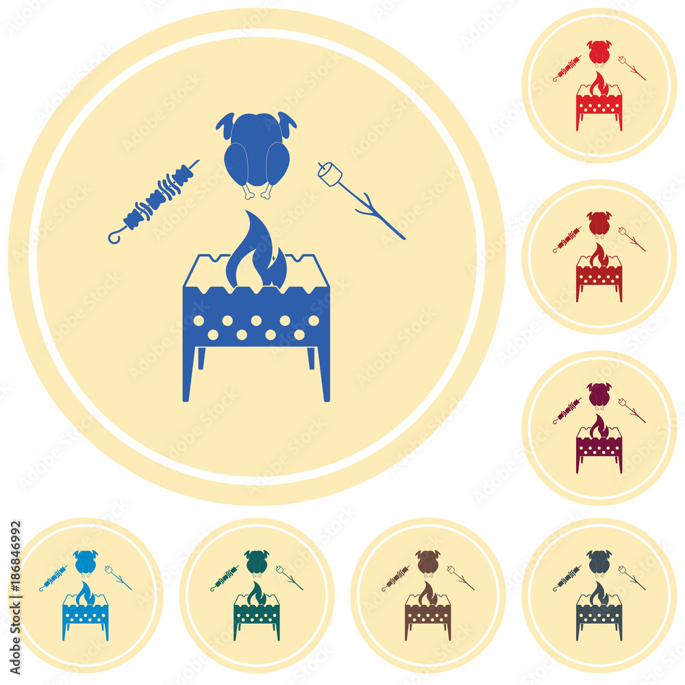 Brazier zephyr, kebab and chicken icon Brazier zephyr, kebab and chicken icon