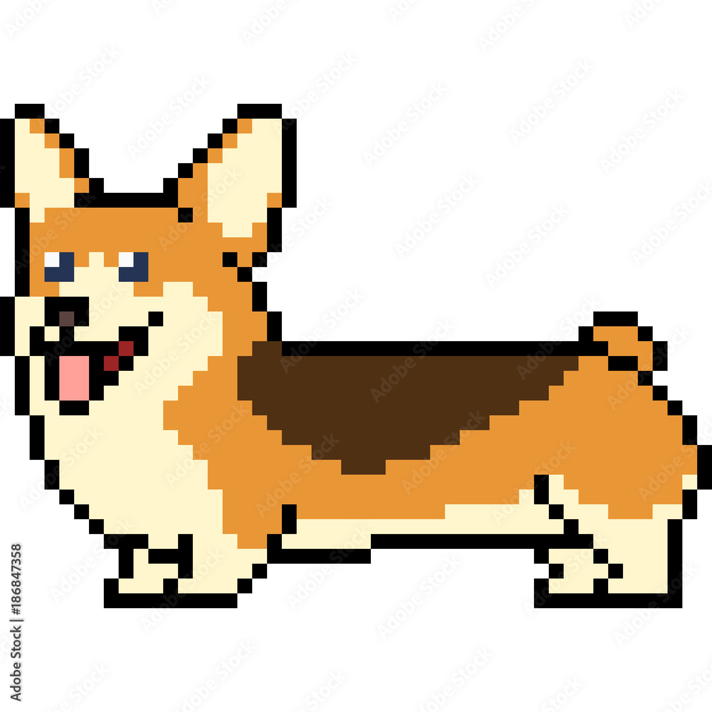 vector pixel art corgi long Stock Vector | Adobe Stock