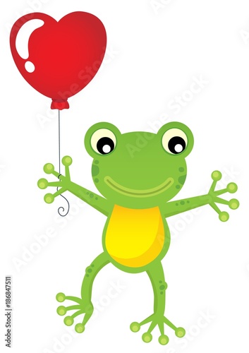 Frog with heart shaped balloon theme 1