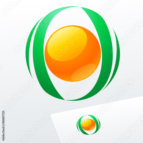 Abstract eco sign in sphere shape. Colorful logotype for Ecology, Pharmacy, Medicine activity