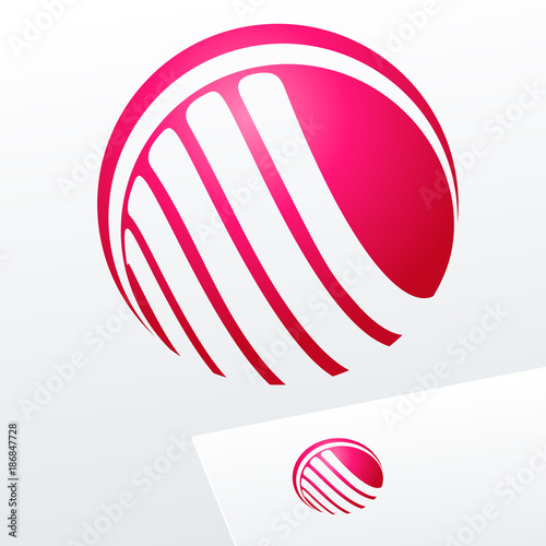 Round red vector sign. Logo for Media, Fashion, Cosmetics.