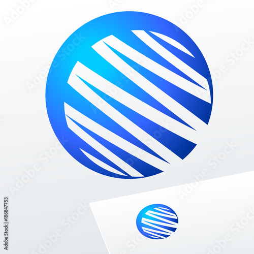 Round vector sign. Blue Logo for Business, Technology and Corporation.