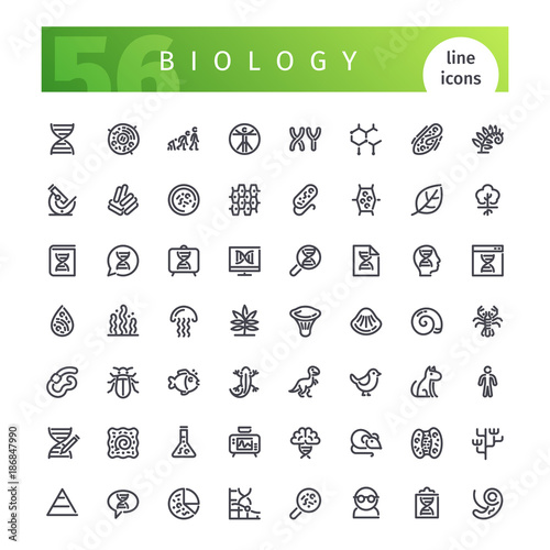 Biology Line Icons Set