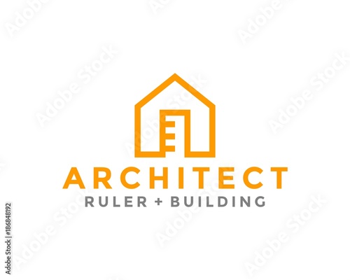 Logo Template Architect, Ruler and Building