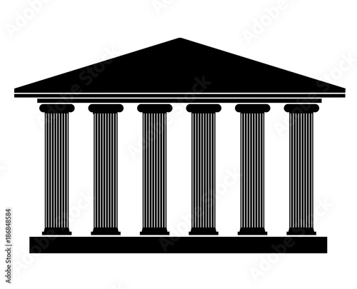 Silhouette An ancient building in the Greek style with columns. The symbol of education and justice