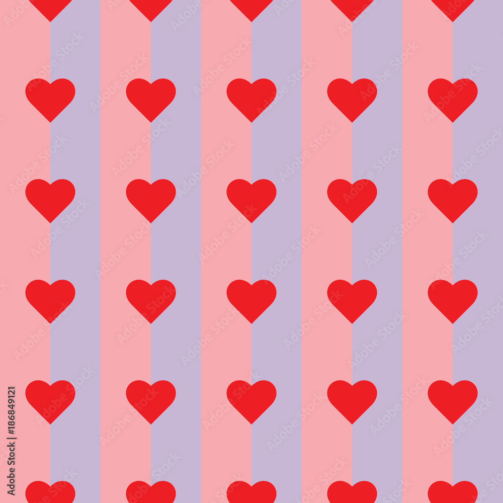 Red hearts and stripes seamless pattern vector