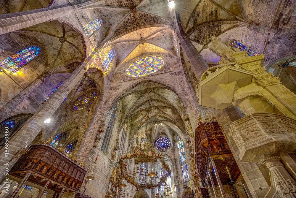 Majorca cathedral interior roof in hdr