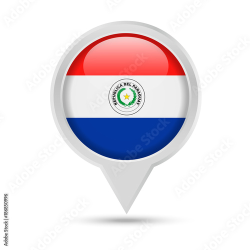 Paraguay Flag Round Pin Vector Icon