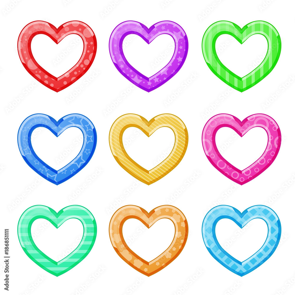 Funny hearts multicolored on white Funny hearts multicolored on white