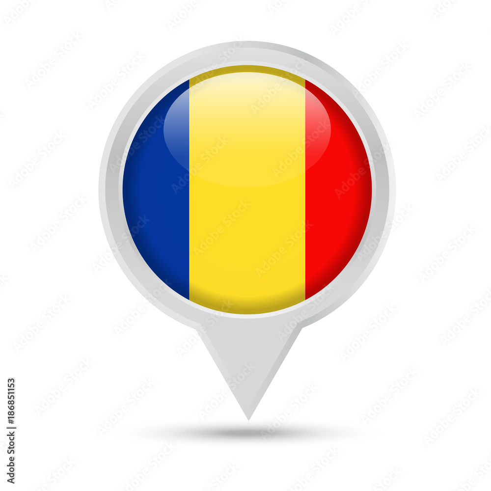 Fototapeta premium Romania Flag Round Pin Vector Icon