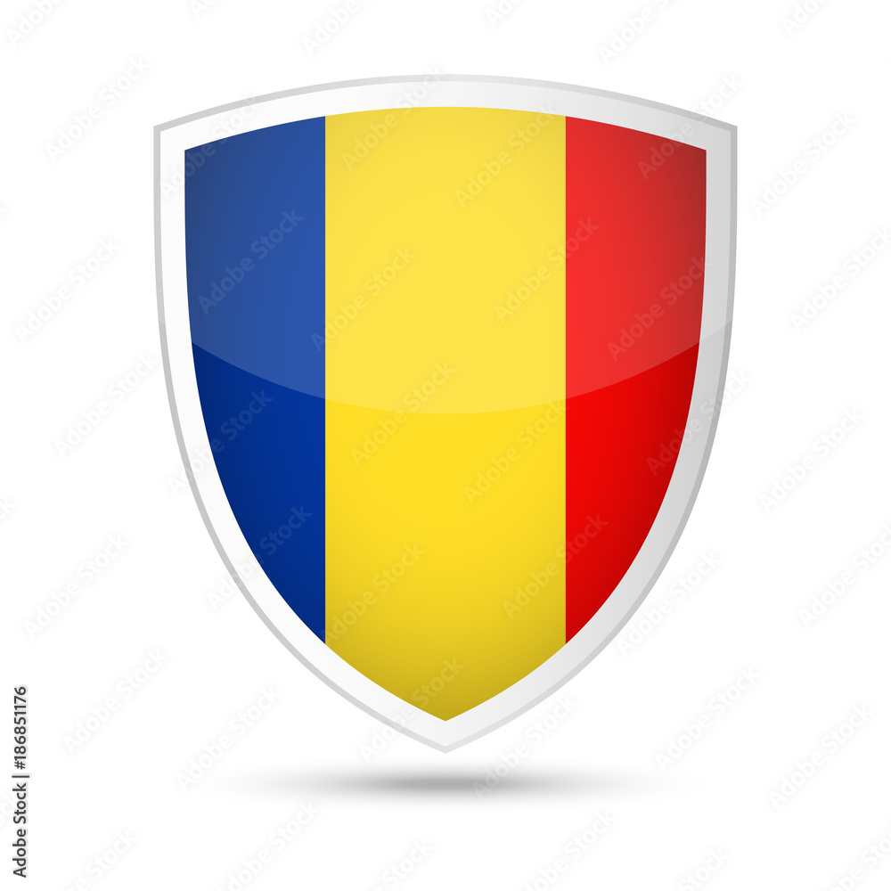 Fototapeta premium Romania Flag Vector Shield Icon
