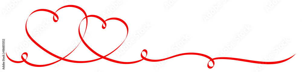 2 Connected Red Calligraphy Hearts 2 Swirls Ribbon Banner 2 Connected Red Calligraphy Hearts 2 Swirls Ribbon Banner