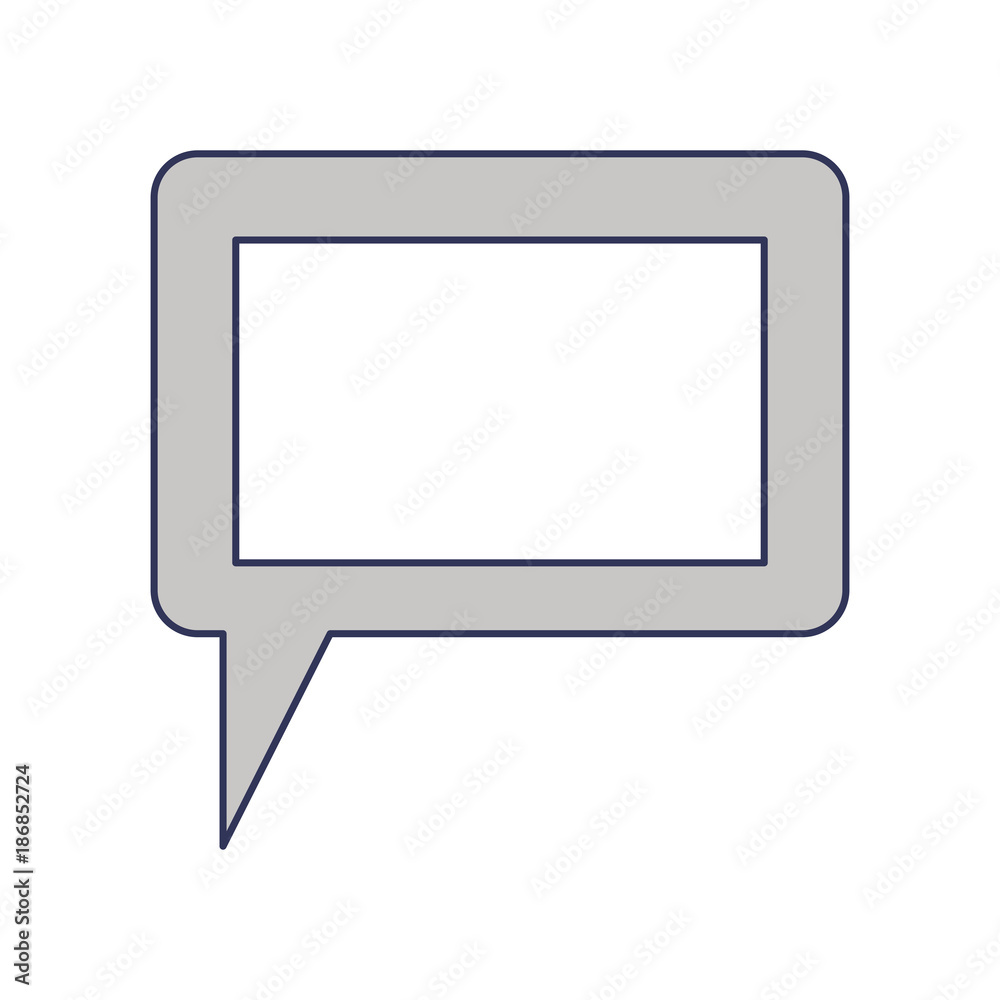 dialogue box icon with tail and frame in colorful silhouette