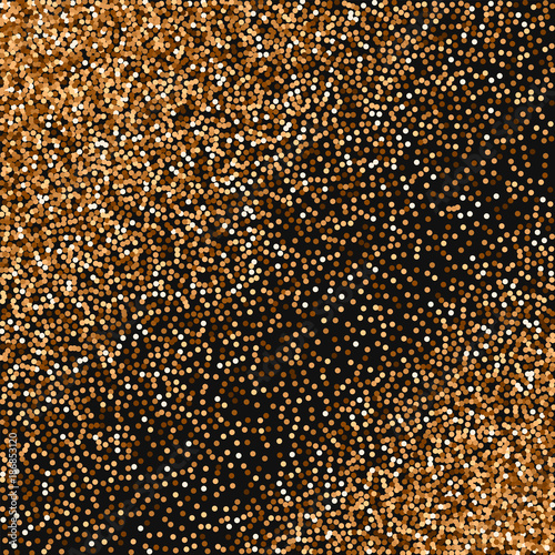 Red round gold glitter. Scatter pattern with red round gold glitter on black background. Splendid Vector illustration.