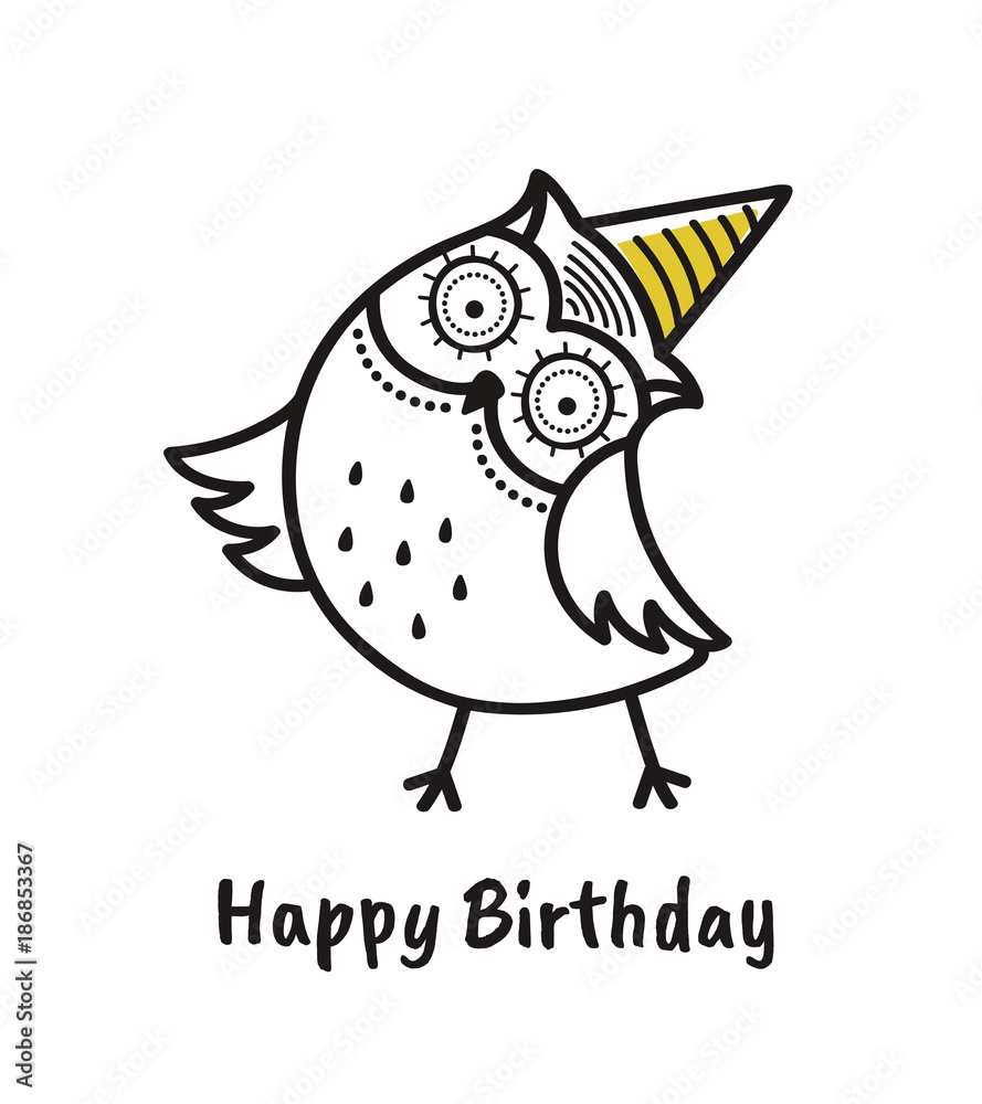 Obraz premium Cute hand drawn owl with quote. Print for poster, t-shirt or bags