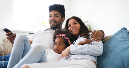 Picture of happy family spending time together