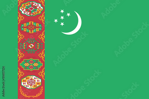 Turkmenistan flag standard size in asia. Vector illustration