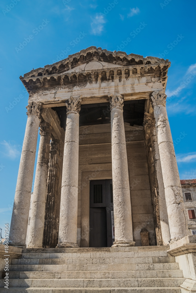 Roman temple of Augustus in the Forum place, Pula, Croatia, Europe