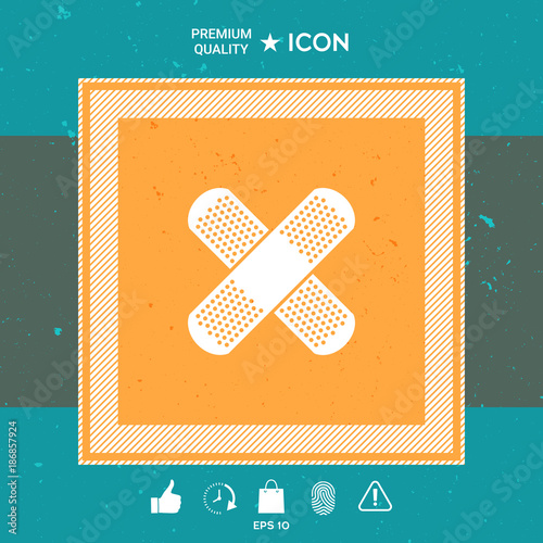 Cross adhesive bandage, medical  plaster icon