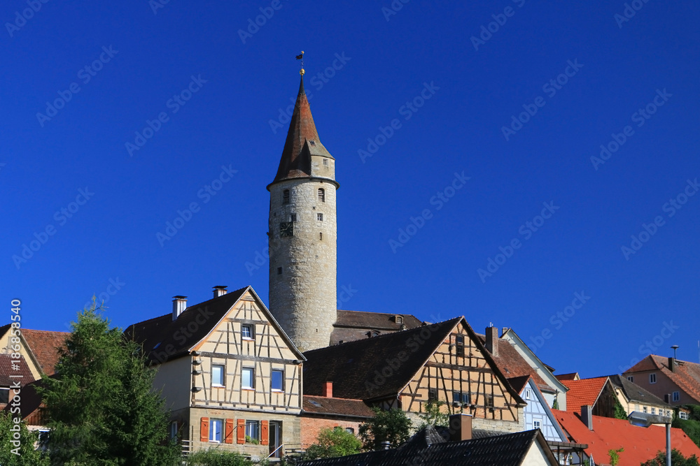 Kirchberg an der Jagst, Wehrturm, Baden Württemberg, Deutschland Kirchberg an der Jagst, Wehrturm, Baden Württemberg, Deutschland