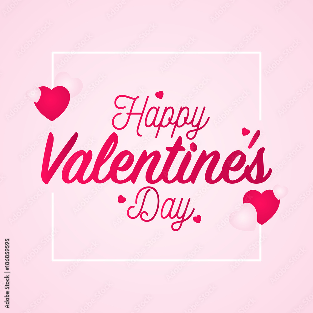 Happy valentine's day quote typography in pink background