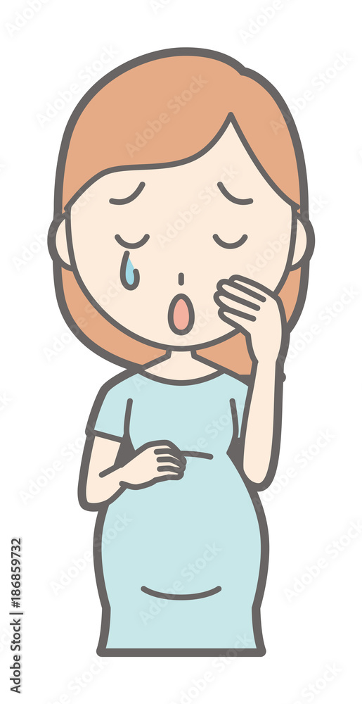 A pregnant woman in green clothes is crying A pregnant woman in green clothes is crying