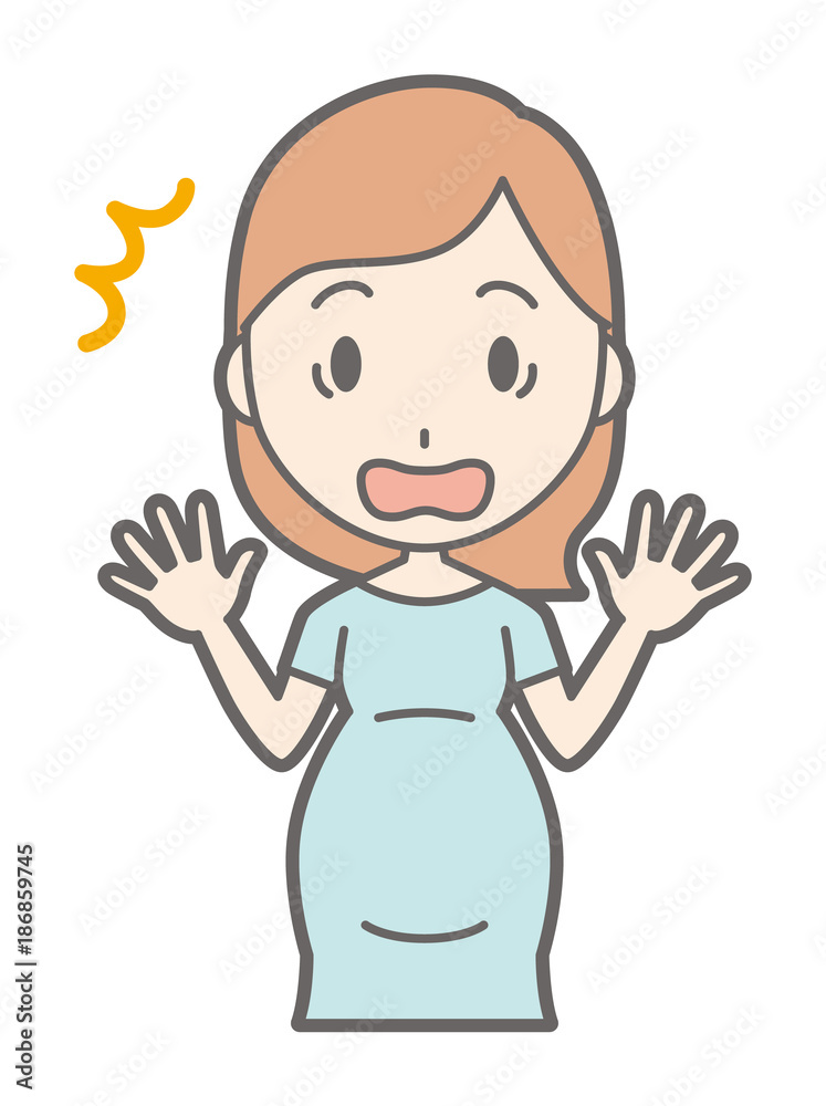 Pregnant women in green clothes are surprised Pregnant women in green clothes are surprised