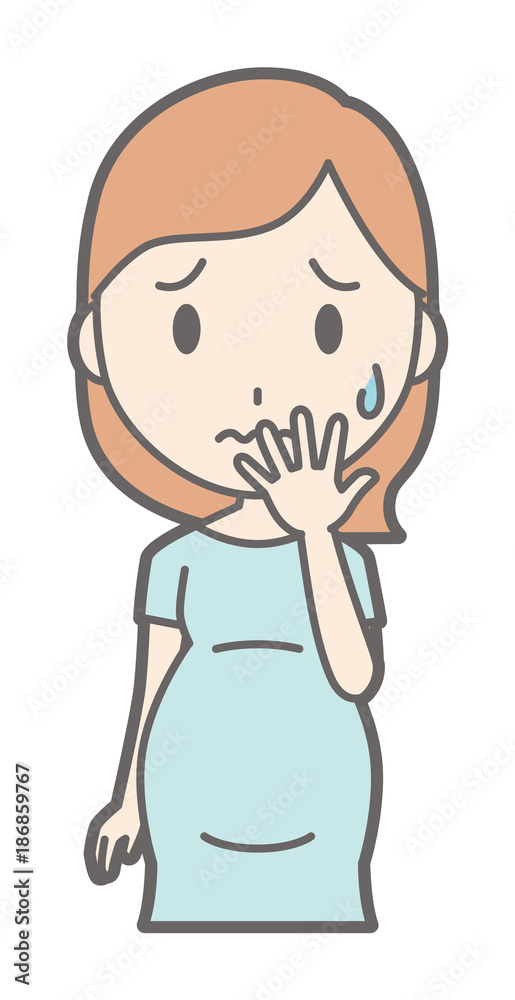 Pregnant women wearing green clothes are worried Pregnant women wearing green clothes are worried
