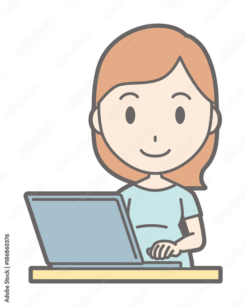 A pregnant woman wearing green clothes is operating a laptop computer A pregnant woman wearing green clothes is operating a laptop computer