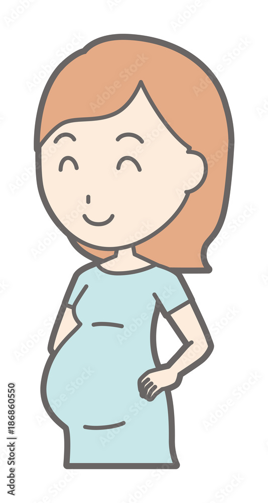 A pregnant woman in green's clothes is smiling A pregnant woman in green's clothes is smiling