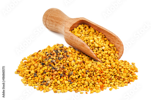 bee pollen and wooden spoon