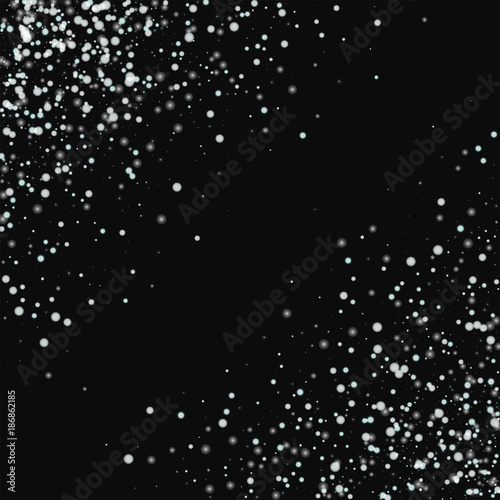 Amazing falling snow. Abstract chaotic scatter with amazing falling snow on black background. Alluring Vector illustration.