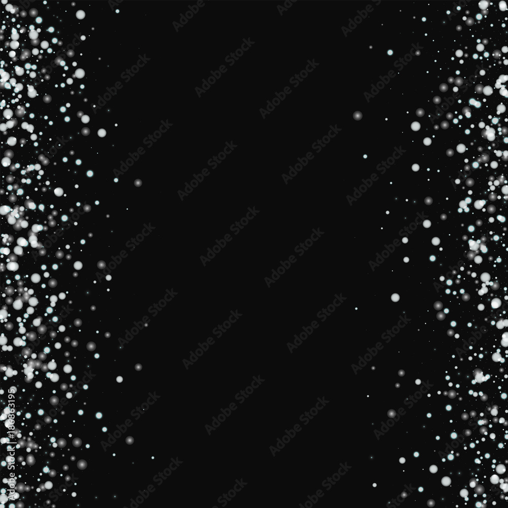 Amazing falling snow. Messy border with amazing falling snow on black background. Magnetic Vector illustration. Amazing falling snow. Messy border with amazing falling snow on black background. Magnetic Vector illustration.