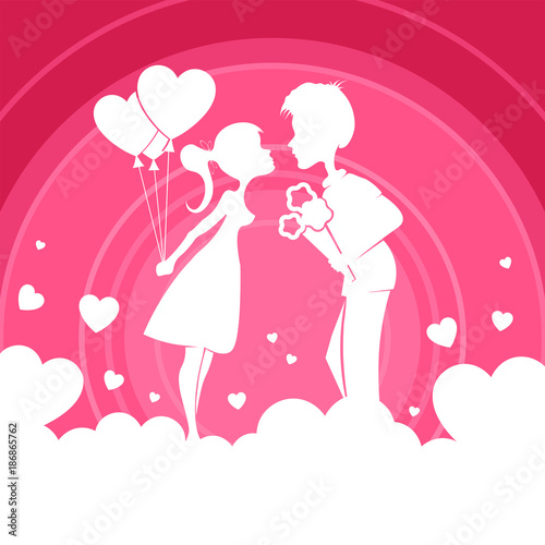 pink design with a loving couple