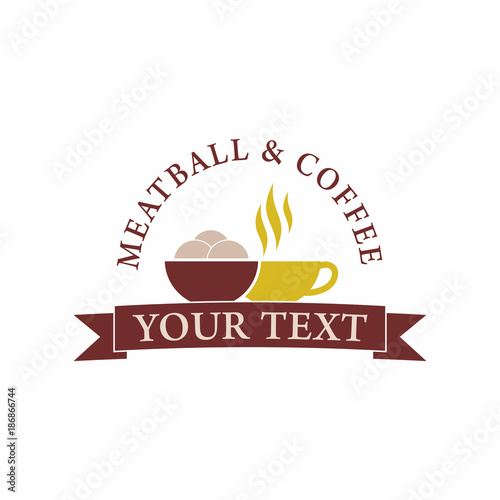 Fototapeta Naklejka Na Ścianę i Meble -  Meatball Meatballs Hot Coffee Tea Logo Vector
