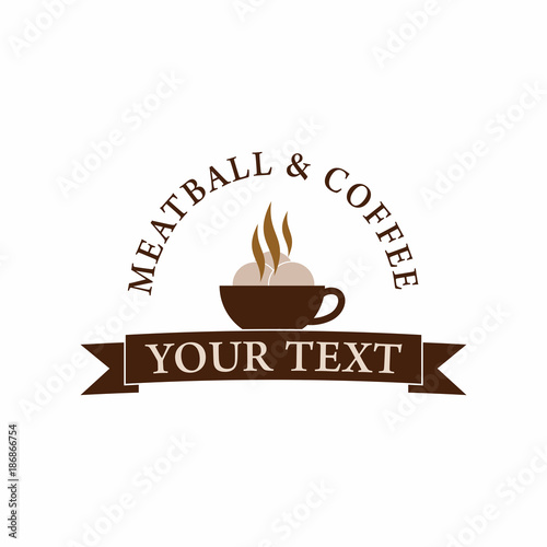 Meatball Meatballs Hot Coffee Tea Logo Vector