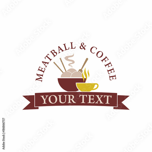 Meatball Meatballs Hot Coffee Tea Logo Vector