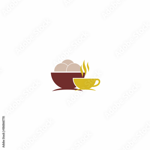 Meatball Meatballs Hot Coffee Tea Logo Vector