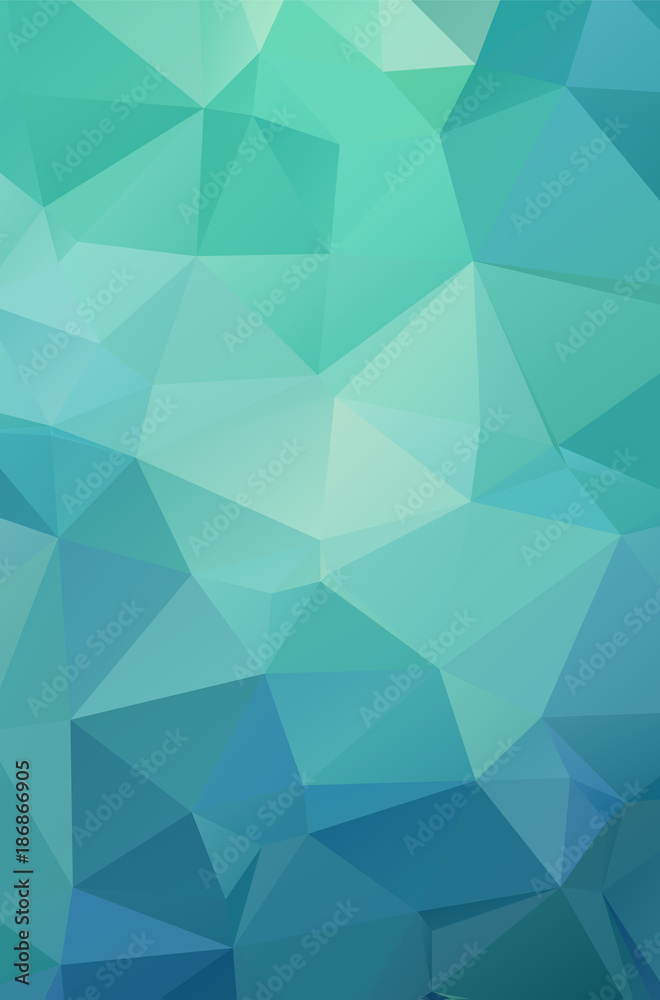 Abstract bright green geometric background, consists of triangles. Polygonal vertical background.