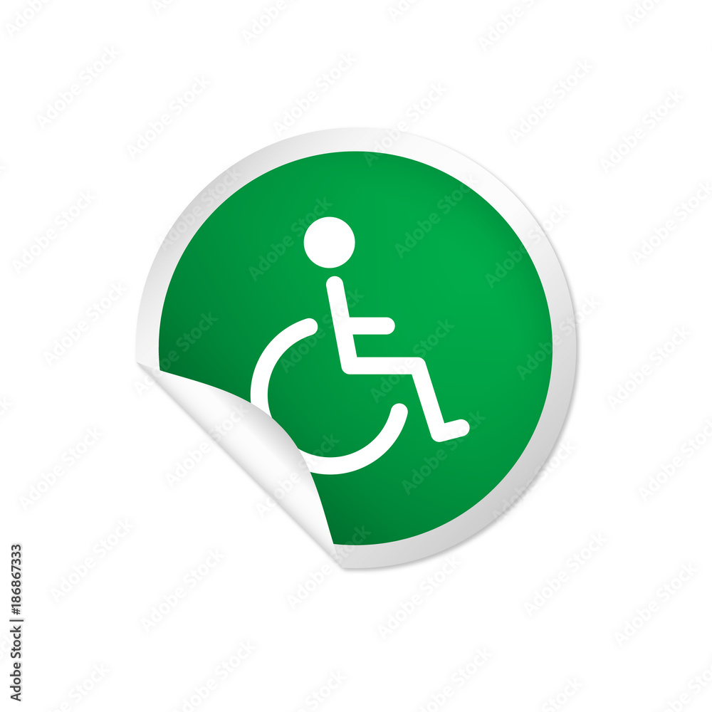 runder Sticker grün - Rollstuhl runder Sticker grün - Rollstuhl