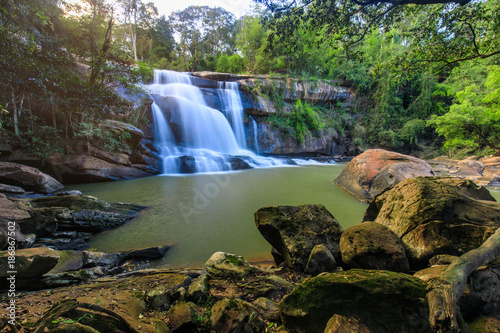 Tat-Huang waterfall  international waterfall in Huang river border of Thailand and Laos.