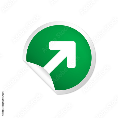 runder Sticker grün - Pfeil nach rechts oben