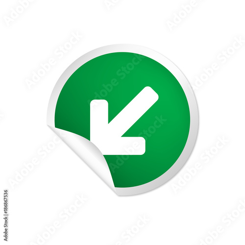 runder Sticker grün - Pfeil nach unten links