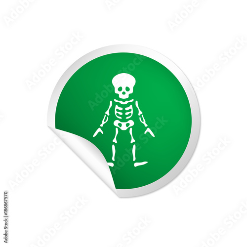 runder Sticker grün - Skelett