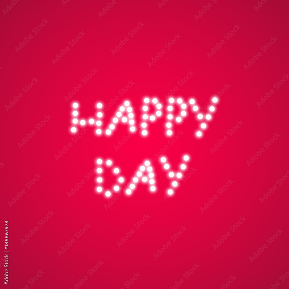 The lamps happy valentines day on a pink background. Valentines day card. Heart with inscription I Love You. Vector illustration