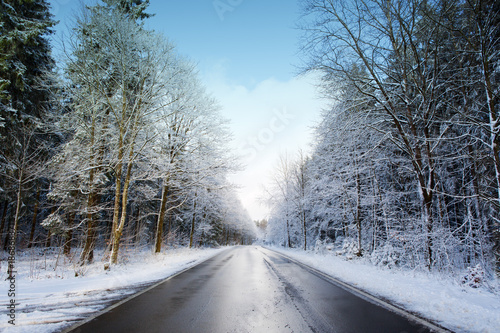 Winter road landscape.