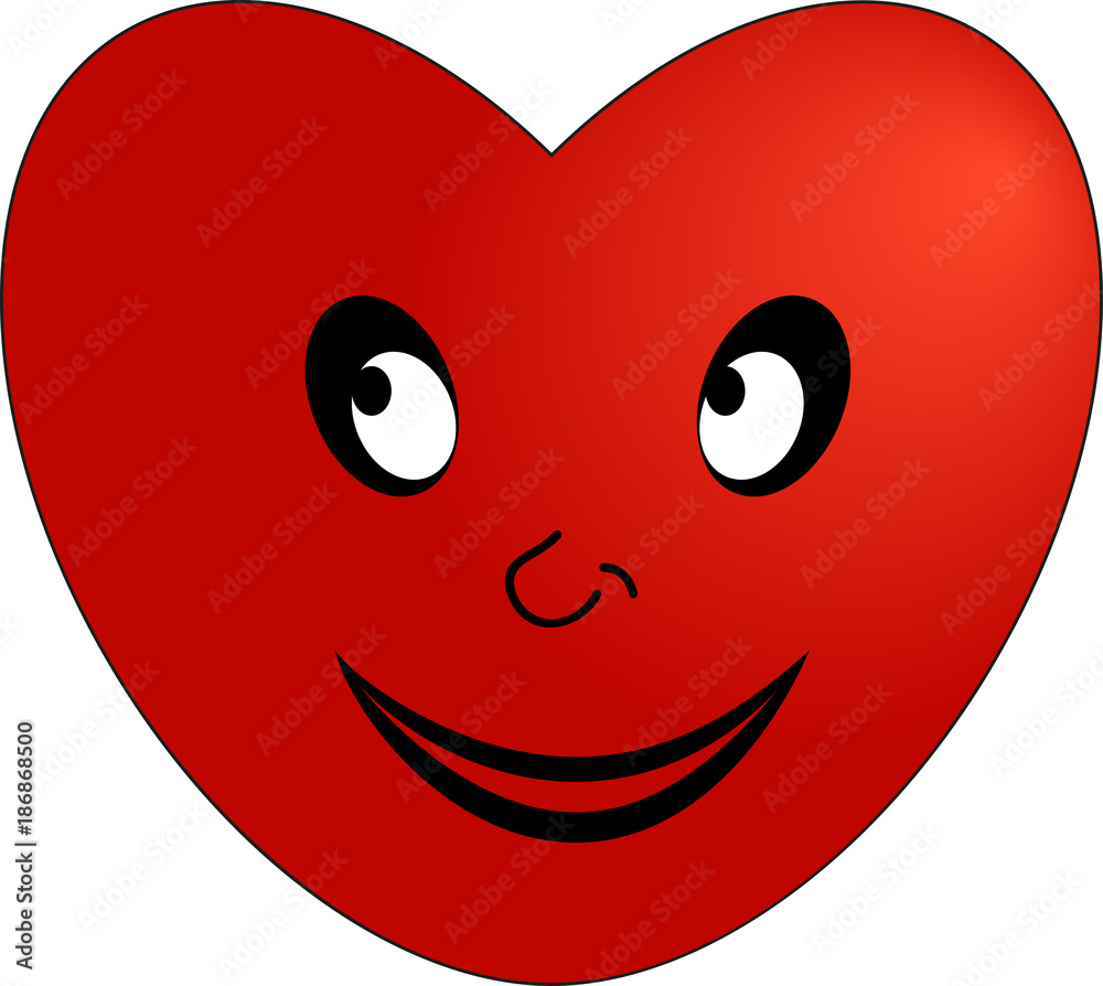 Fototapeta premium Red heart smiling emoticon