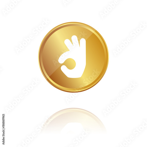 Exzellent - Geste - Gold Münze mit Reflektion